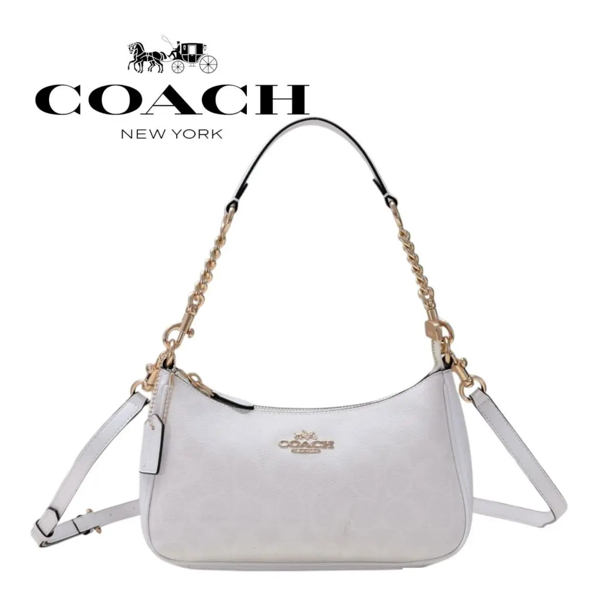 Teri 2Way CA548 Shoulder Bag Signature Coated Canvas White Outlet by Coach