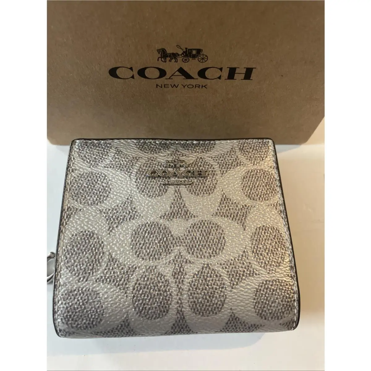 Coach Bifold Wallet Grey Metallic Women