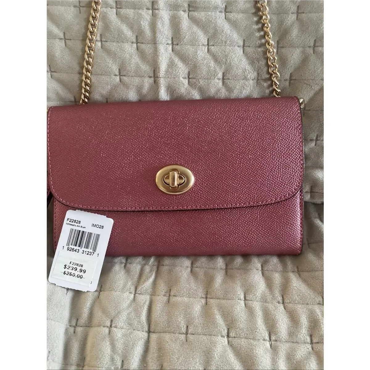 Coach Metallic Ant Blush Chain Convertible Crossbody Wristlet