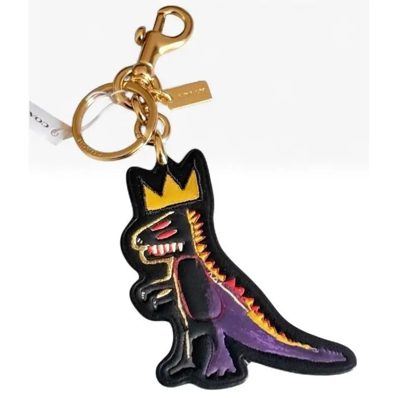 x Jean Michel Basquiat Rexy Dinosaur Bag Charm Keychain Leather C5704 by Coach