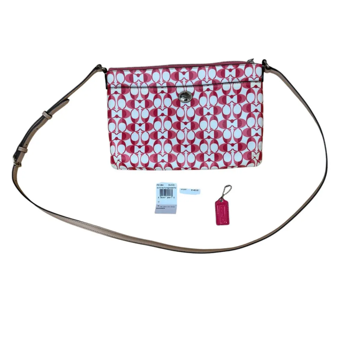 Coach East/west Leather Crossbody Peyton Bag F51364 White Pomegranate