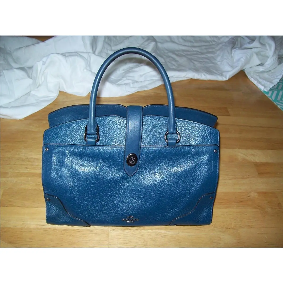 Vintage Coach Mercer Satchel/handbag Purse Bag Blue Leather