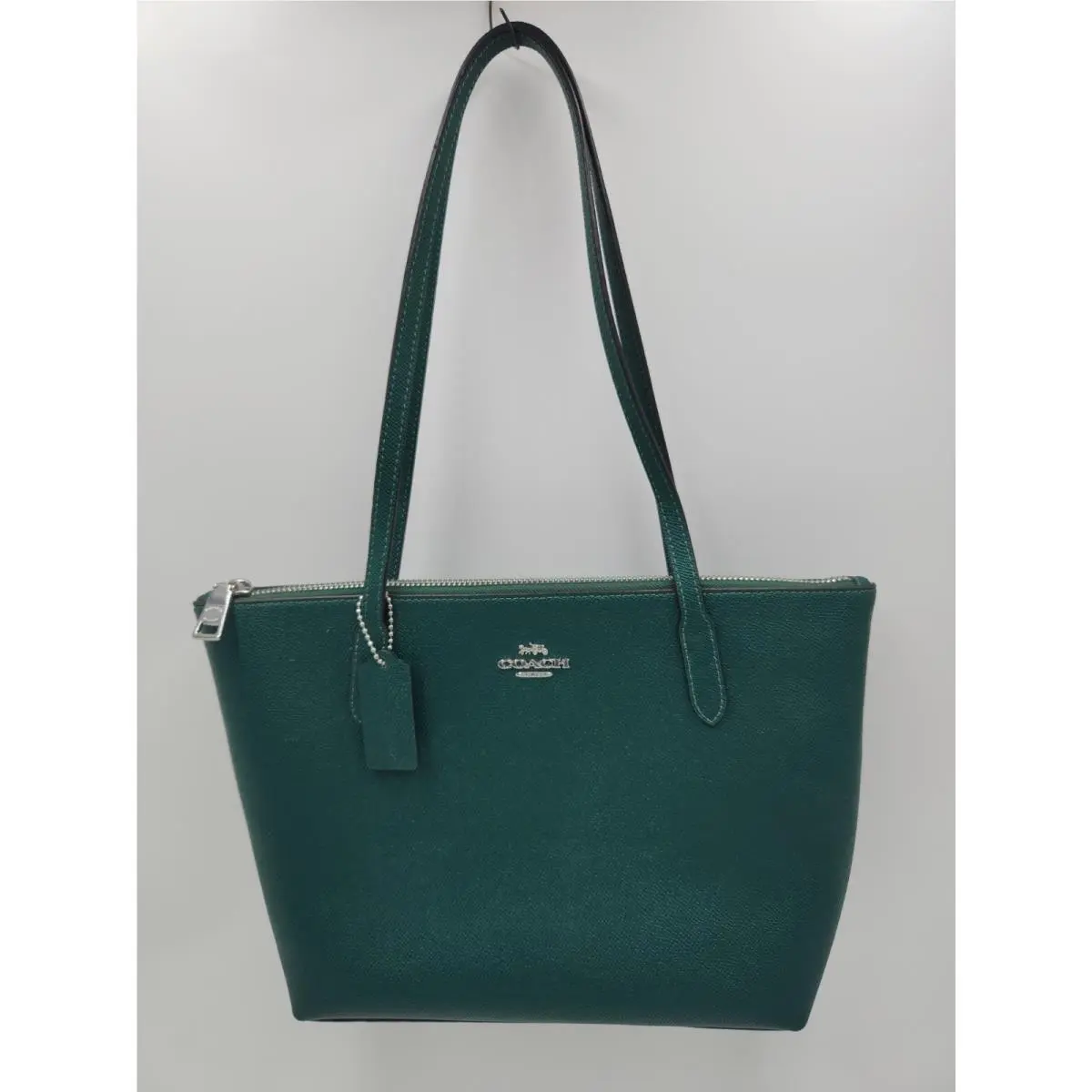 Coach Fiona Zip Tote Bag Silver/emerald Green