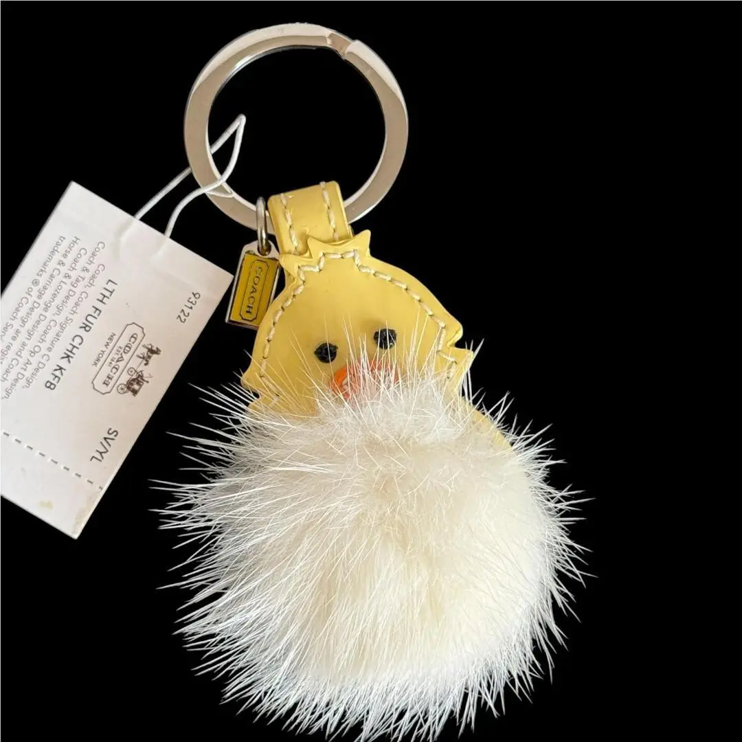 Coach Fur Chicken Yellow Patent Leather Keychain Fob Bag Charm 93122 Y2K