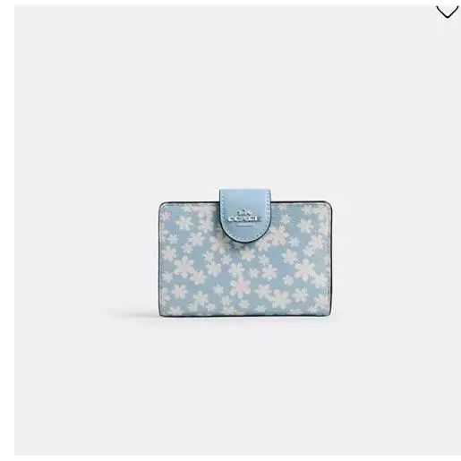 Medium Corner Zip Wallet with Floral Print Coach