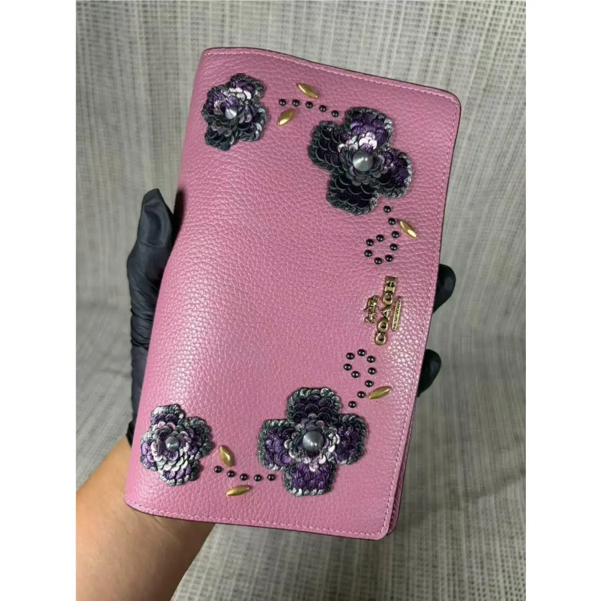 Hayden Foldover Crossbody Clutch with Leather Sequin Applique 31837 by Coach