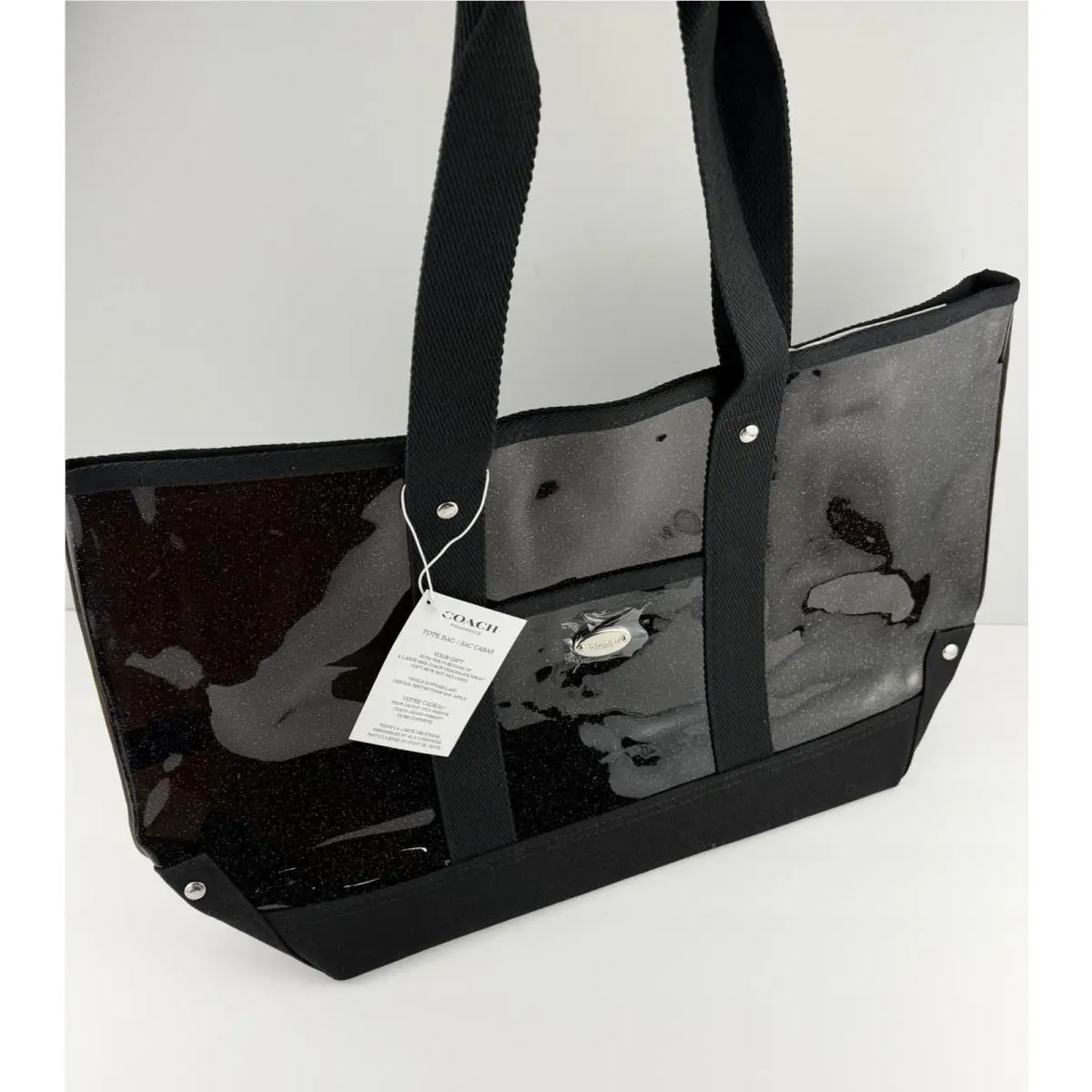 Coach Multicolor Glitter Clear Smoke Black Grey See Through Jelly Tote