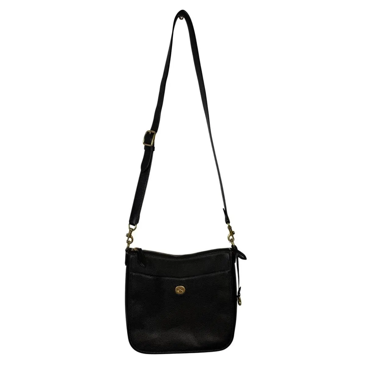 Coach Women s Black Pebbled Leather Crossbody Shoulder Bag Gold-tone Hardware