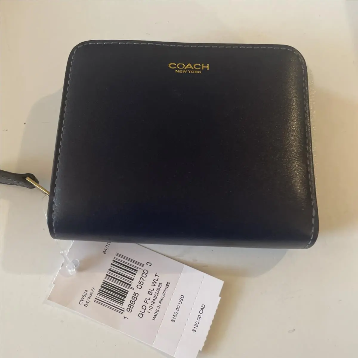 Coach Bifold Wallet Leather Navy