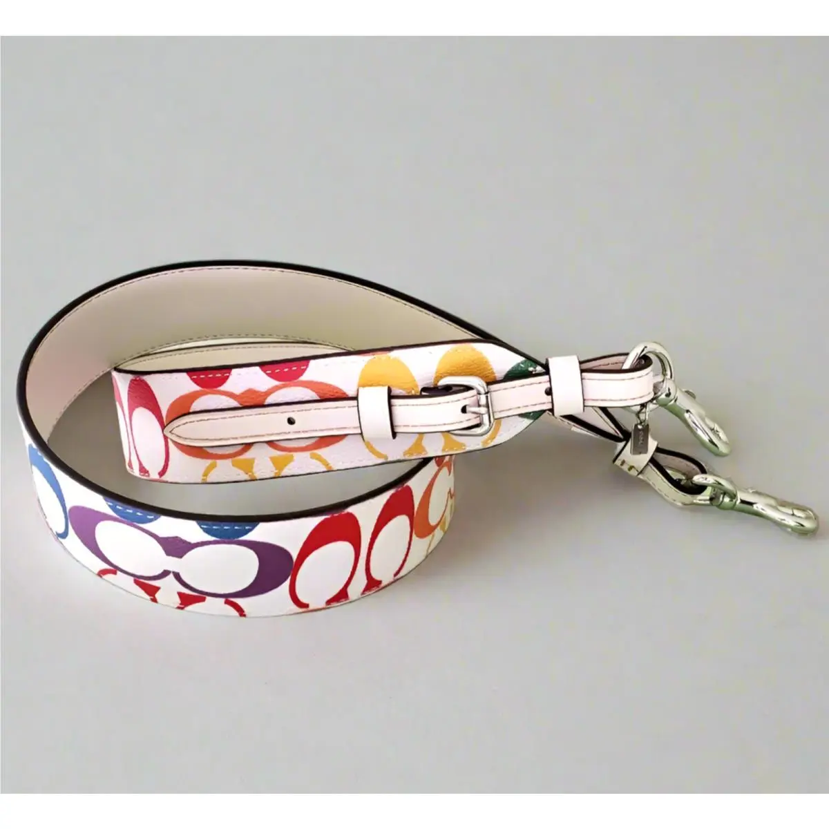 Coach Replacement Strap CJ952 Rainbow Leather White Canvas Crossbody Bag Purse