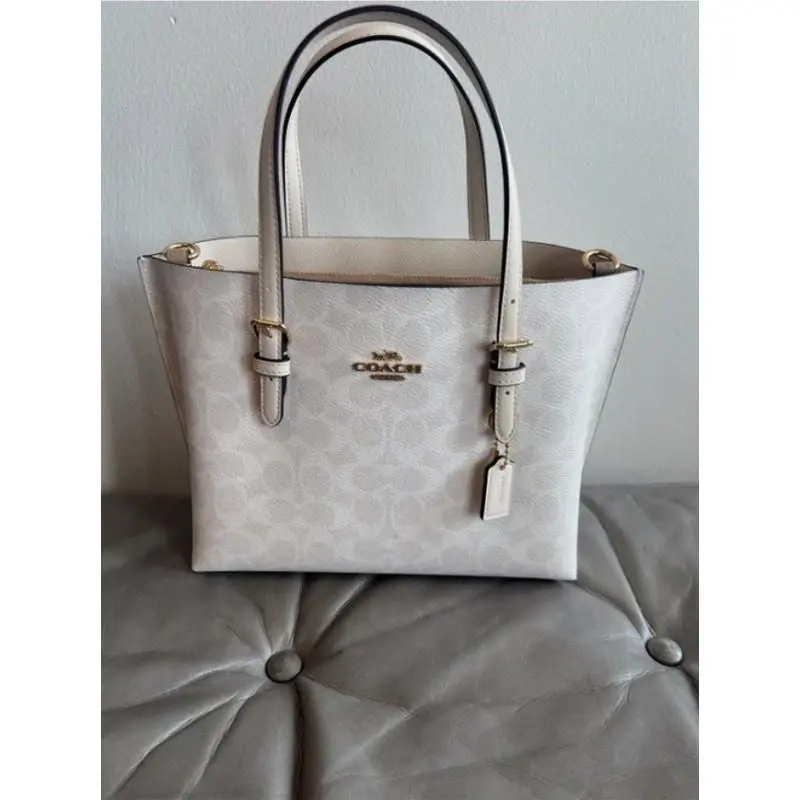 CV965 Mollie Tote Bag 25 In Signature Canvas IN White/chalk by Coach