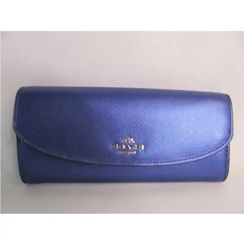 Coach 52628 Metallic Purple Crossgrain Leather Pop Slim Envelope Wallet