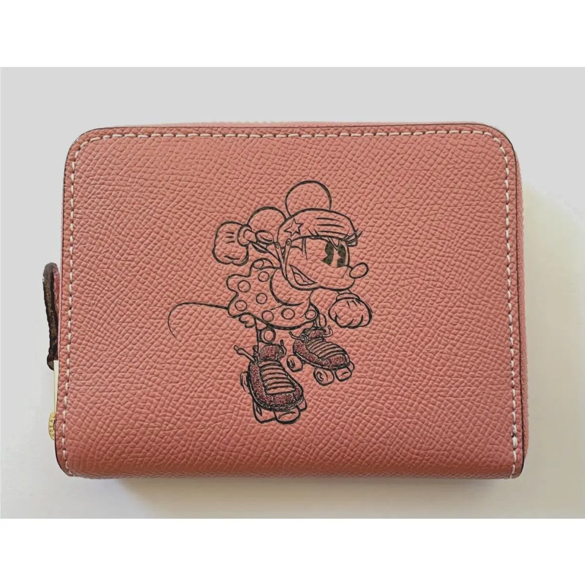 Coach x Disney Minnie Mouse Pink Leather Small Zip Around Wallet F29377
