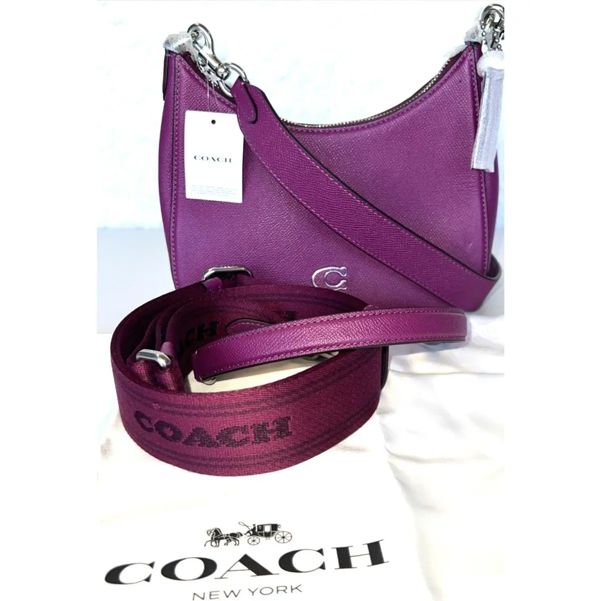 Coach F2280 Crossbody Convertible 3-Ways Deep Plum Leather So Pretty