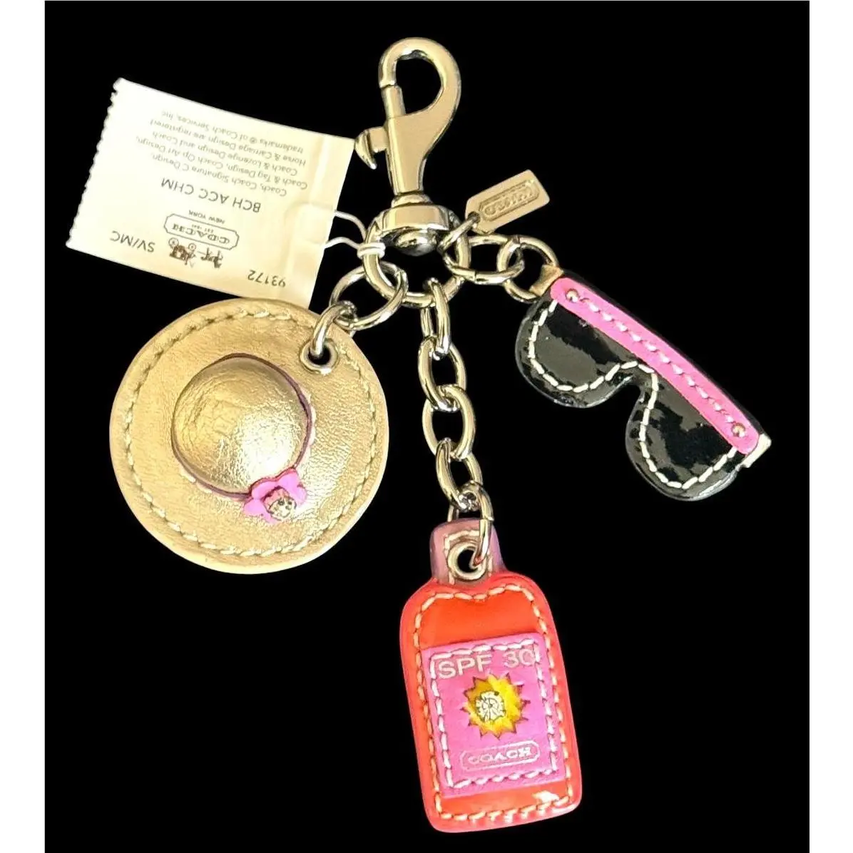 Beach Vacation Leather Keychain Bag Purse Charm Key Fob 93172 Htf Rare by Coach