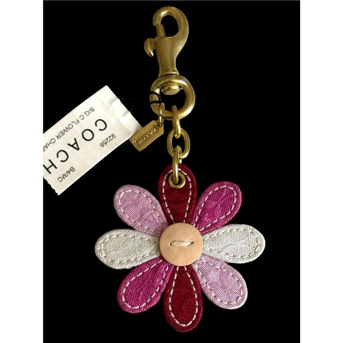 Coach Vintage Daisy Flower Bag Charm Purse Keychain Signature C 92258 Y2K