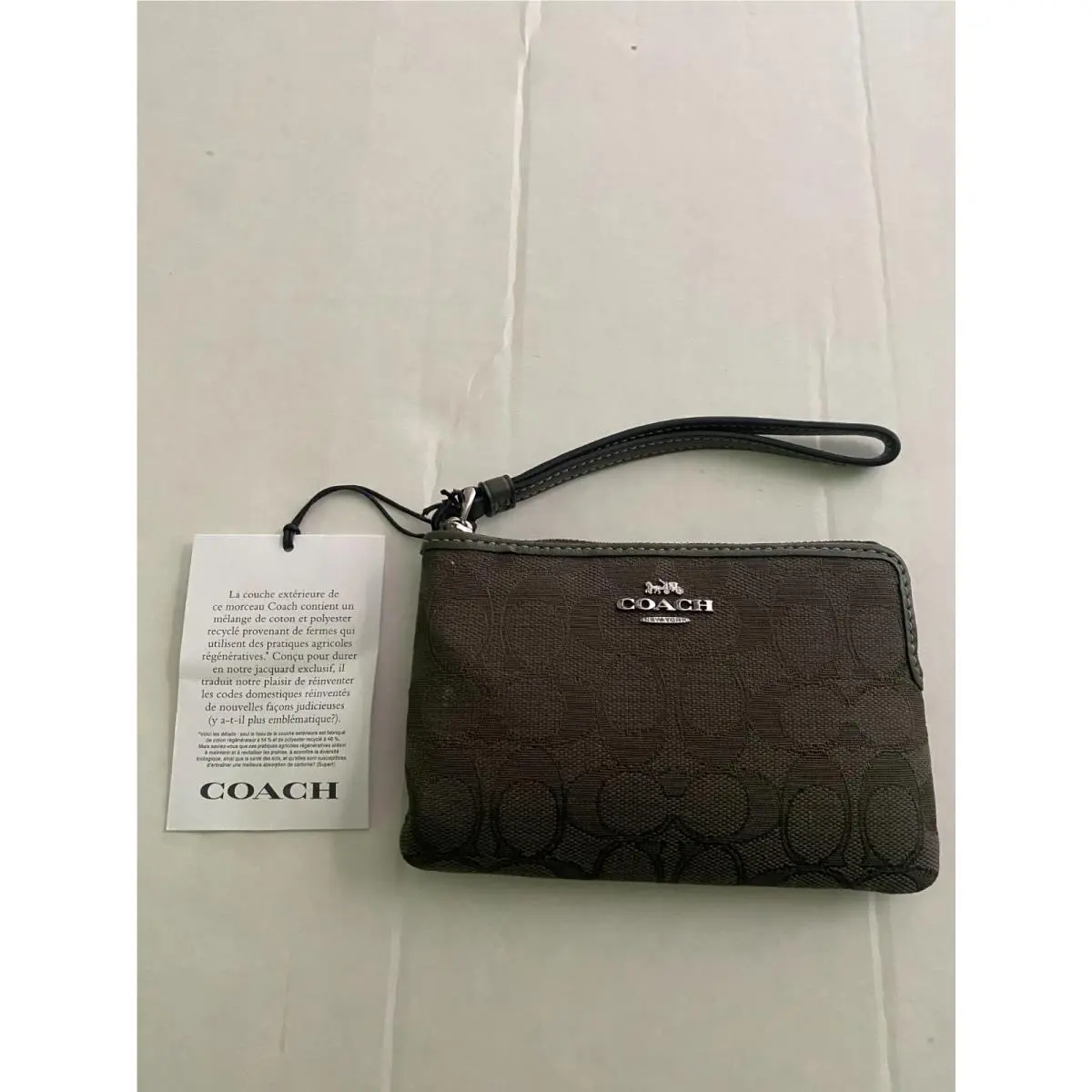 Coach Corner Zip Signature Lthr Wristlet