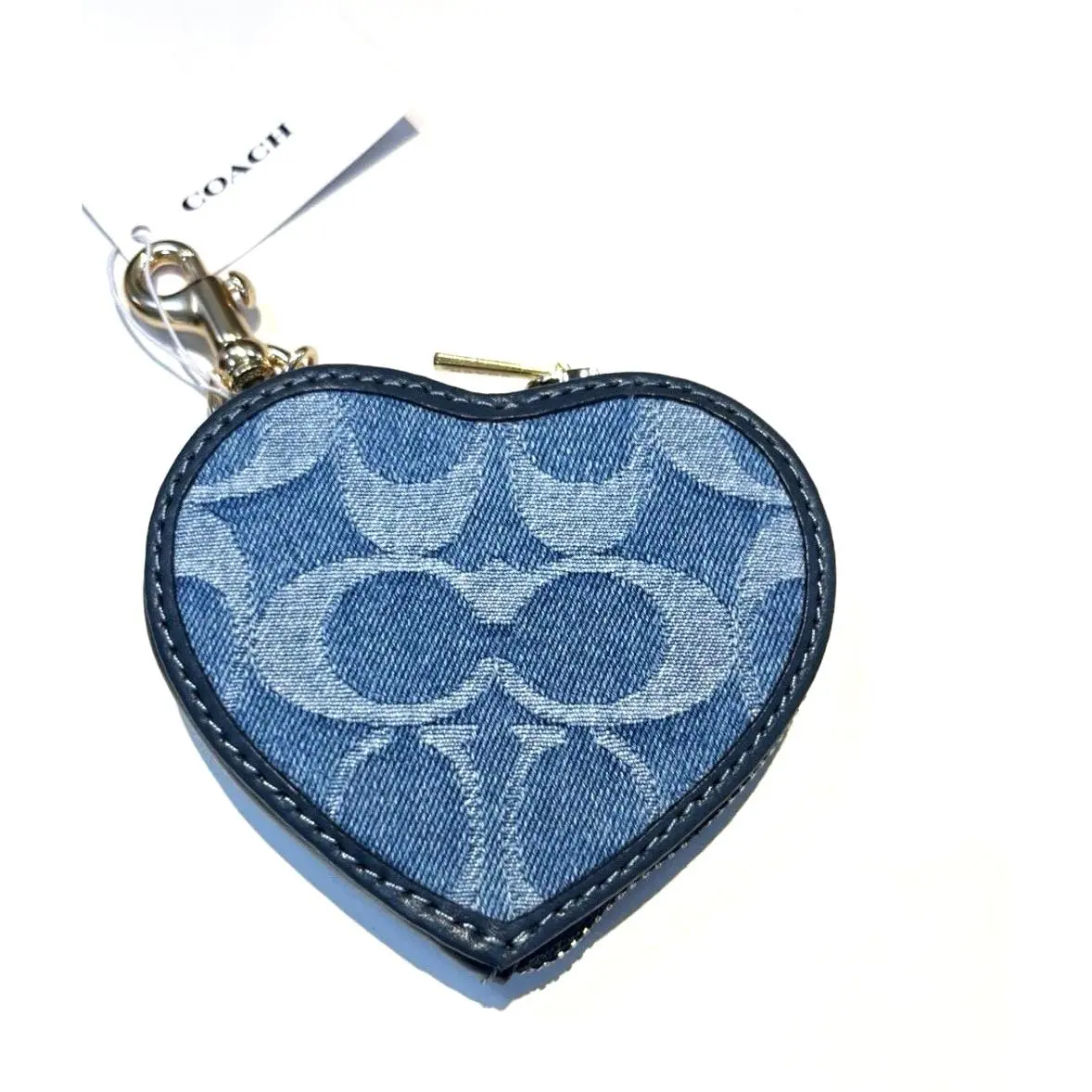 Heart Bag Charm In Signature Denim Indigo/gold CDF55 by Coach