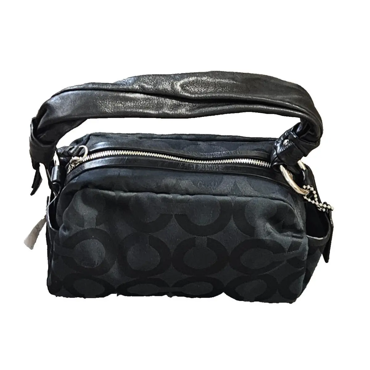Coach 13439 Parker Op-art Shoulder Bag Black Jacquard Leather Y2K Bag