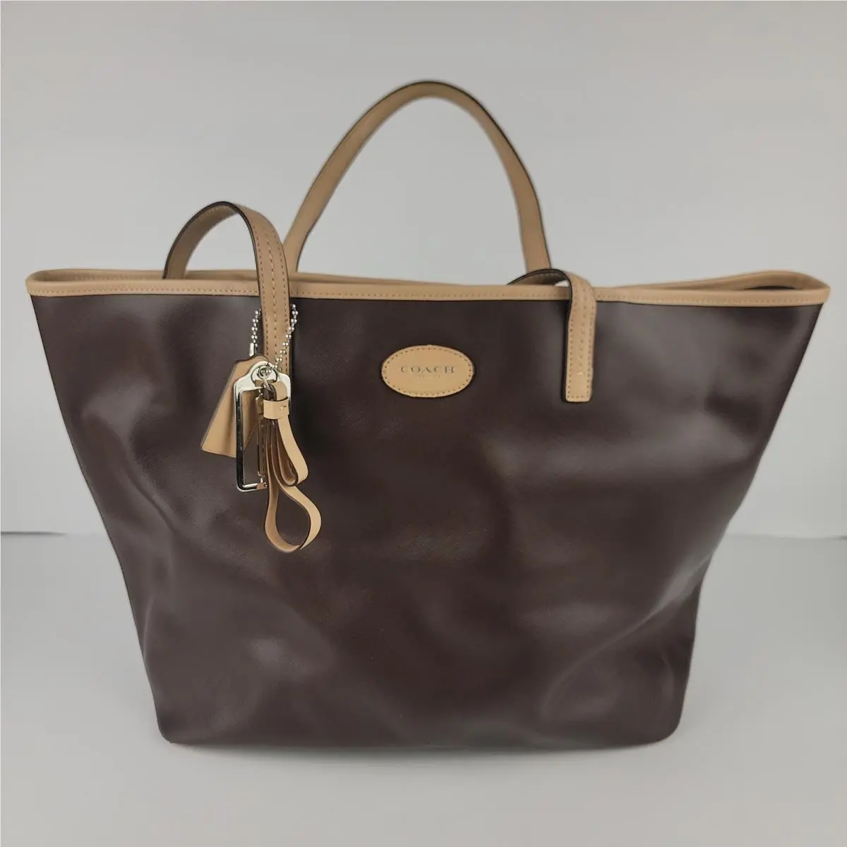Coach Metro Leather Tote Mahogany Vellum Brown Tan Shoulder Bag F31326