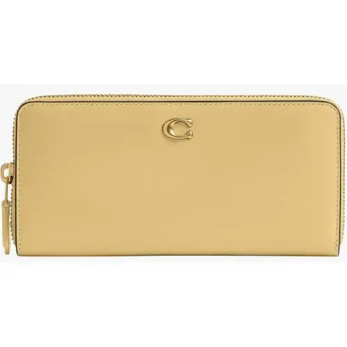 Coach Refined Calf Leather Essential Slim Accordion Zip Vanilla
