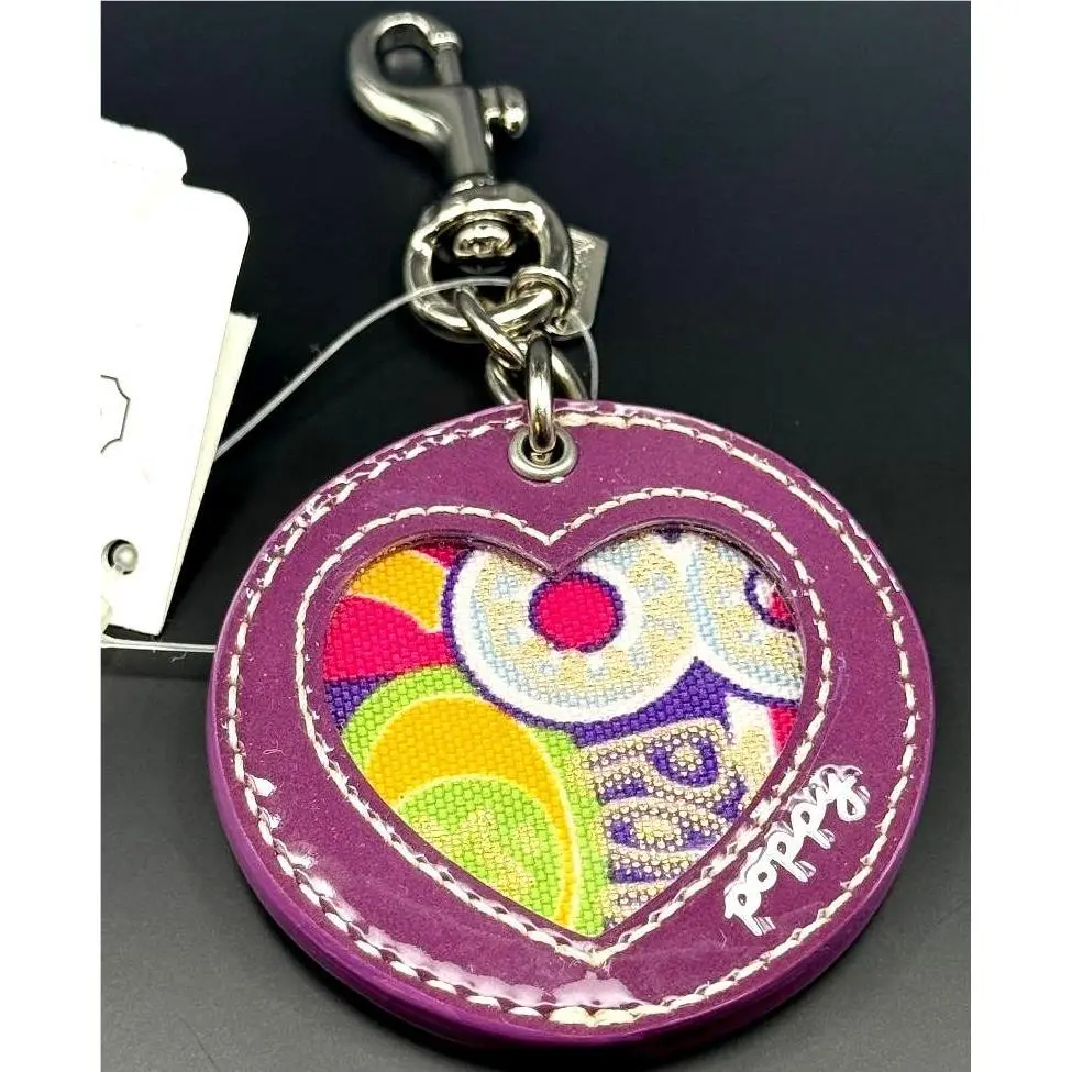 Coach Poppy Heart Picture Photo Frame Key Chain Fob Bag Purse Charm 92751