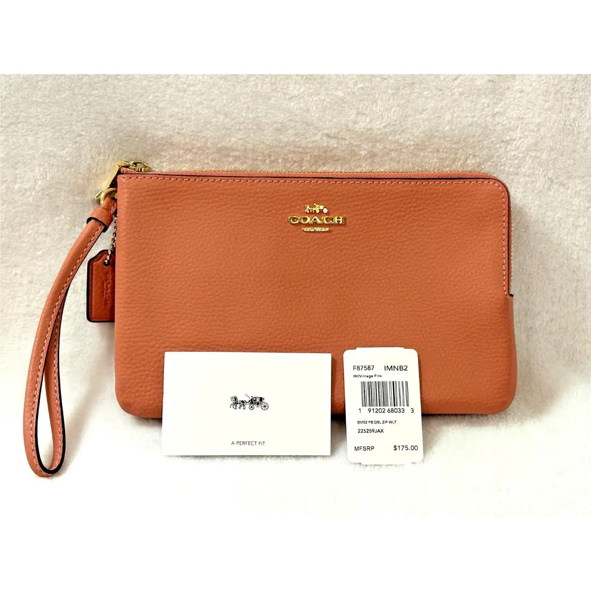 Coach Vintage Pink Large Corner-zip Double-zip Wristlet Wallet - Msrp: