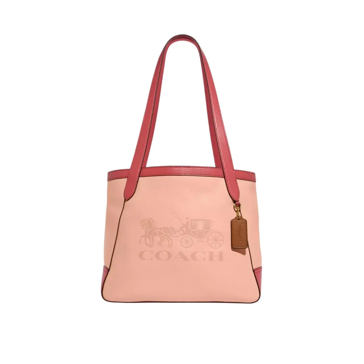 Coach C5676 Tote In Colorblock with Horse and Carriage in Gold/faded Blush Multi
