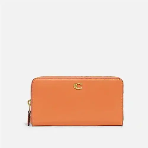 Coach CH801 Accordion Zip Wallet Refined Calf Leather Faded Orange