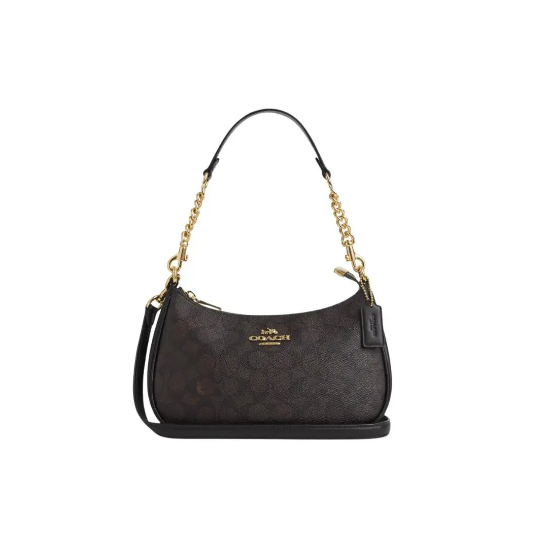 CA548 Women’s Teri Shoulder Bag In Signature Canvas Gold/brown Black by Coach