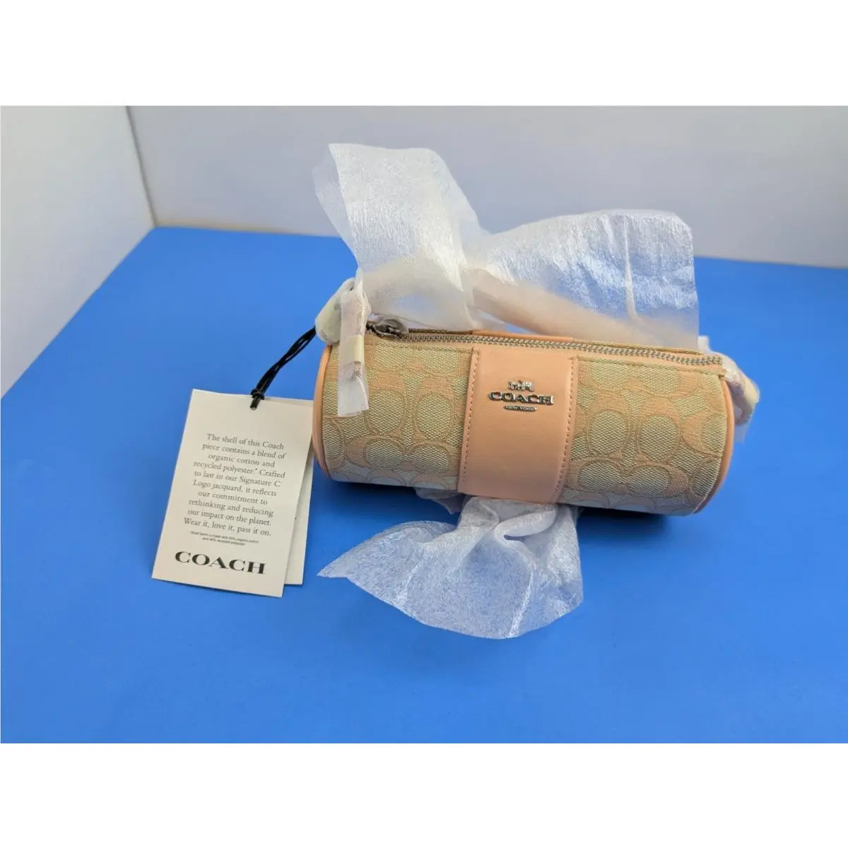 Coach Nolita Barrel Bag In Signature Jacquard CU003 in Faded Blush