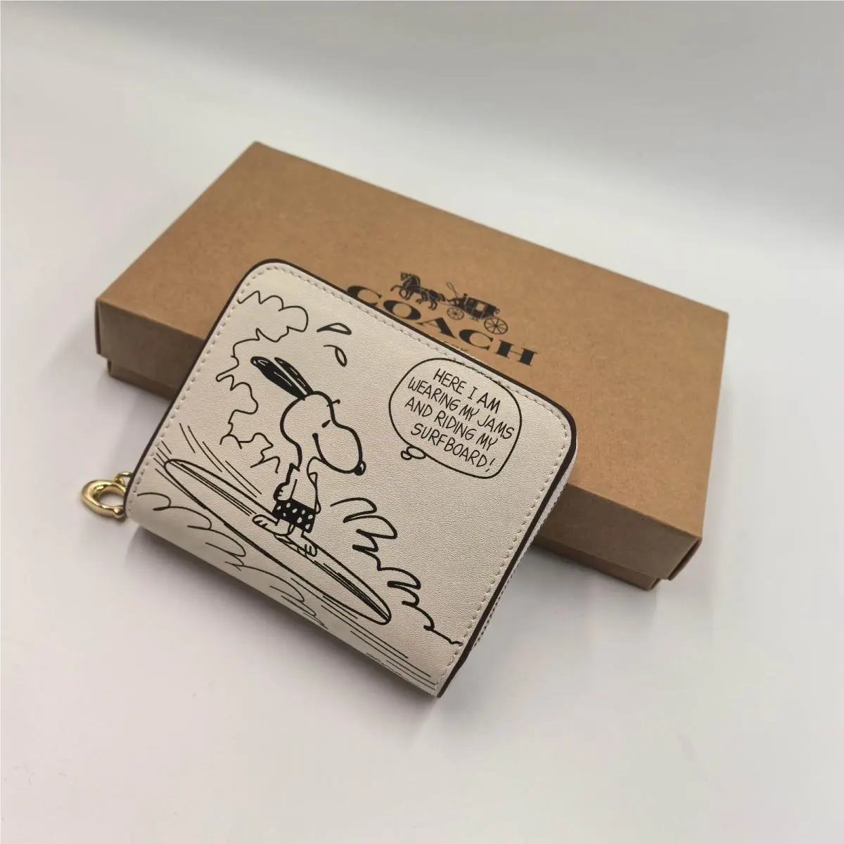Coach X Peanuts Snap Wallet In Signature Canvas with Snoopy Print CCB18