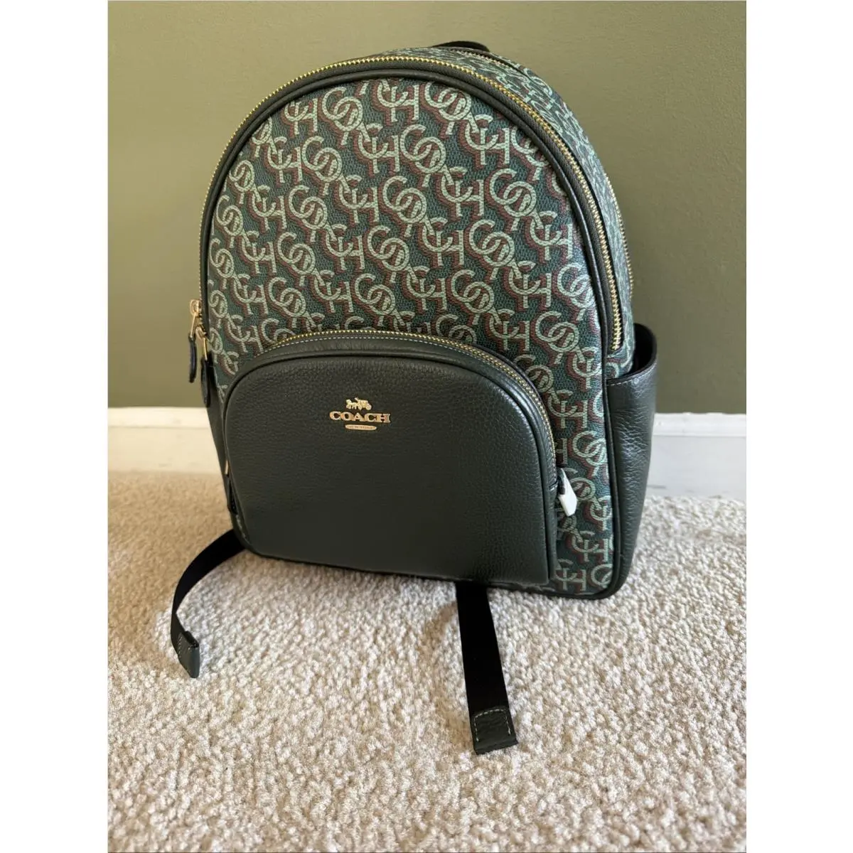 Monogram Green Court Backpack CF344 Leather Canvas by Coach