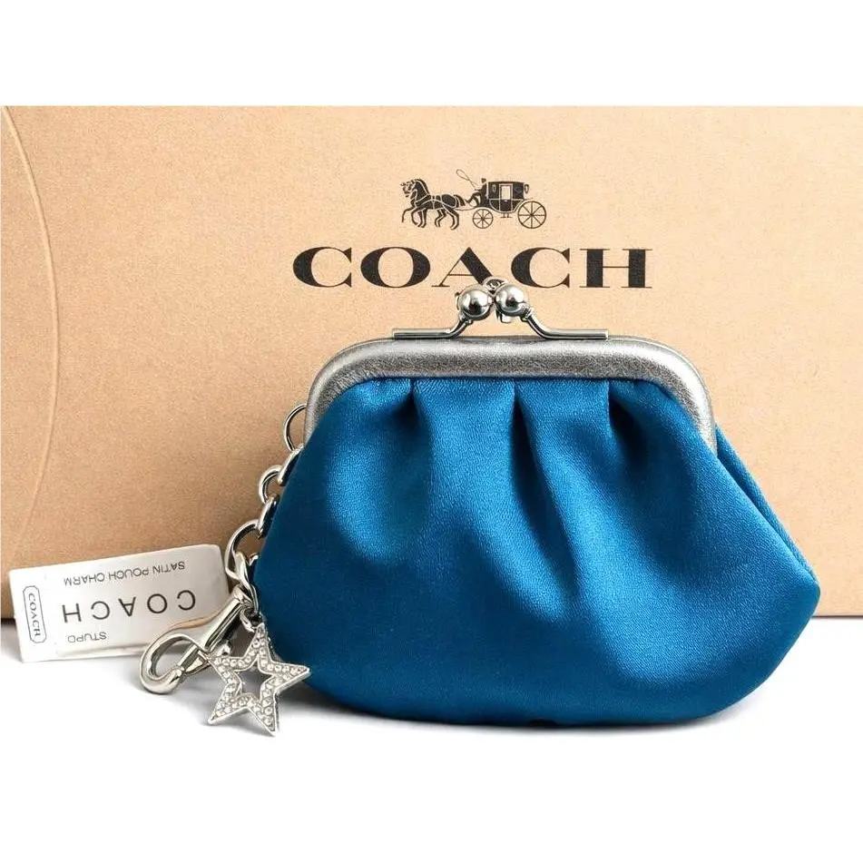 Coach Satin Pouch 92424 Legacy Y2K Kisslock Key Chain Fob Bag Purse Charm