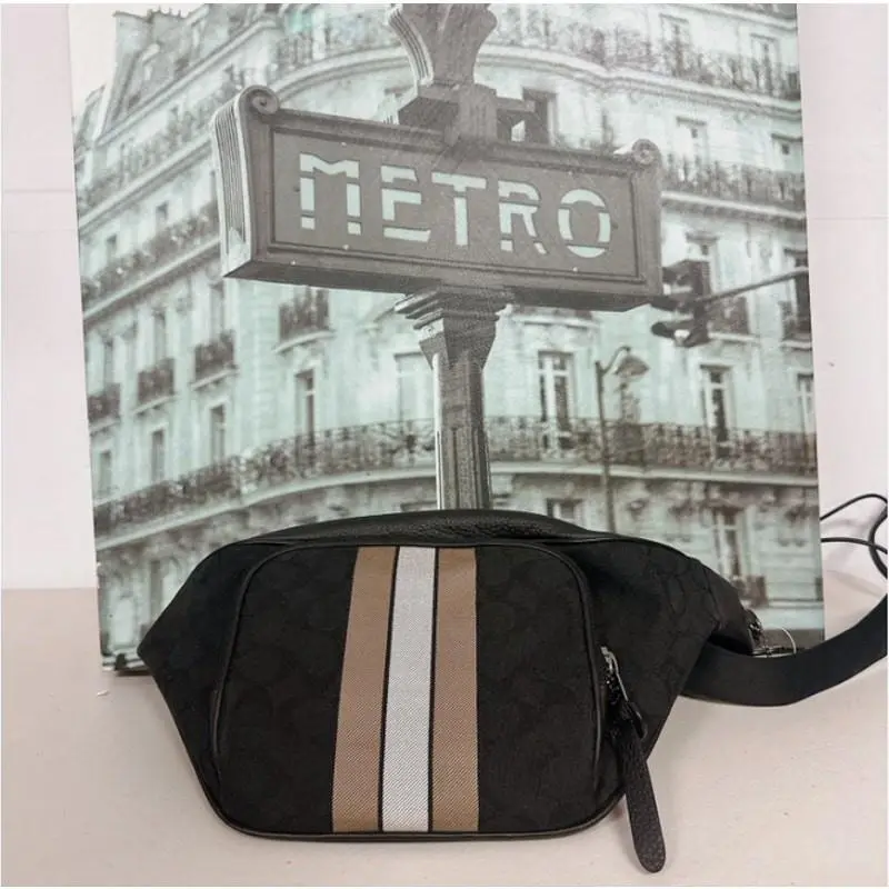 Coach C5386 Thompson Belt Bag In Signature Jacquard with Varsity Stripe