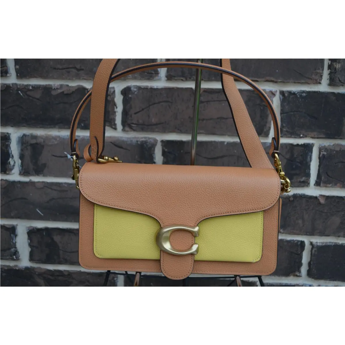 Coach Tabby 26 Natural Yellow Shoulder Bag Tan Colorblock 76105