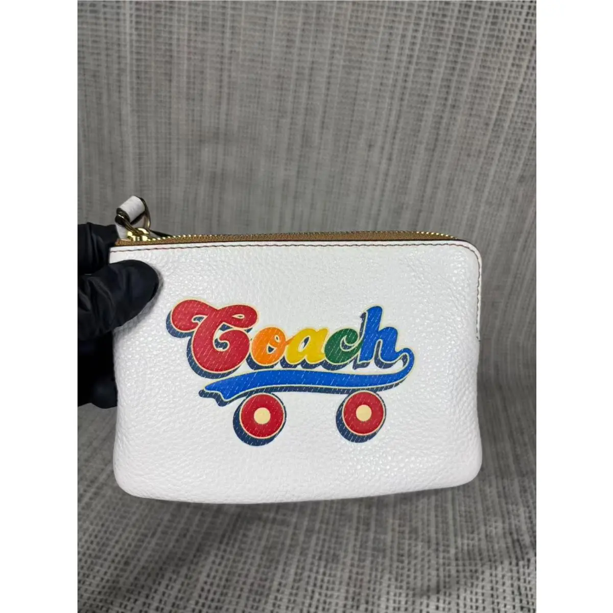 Coach Corner Zip Wristlet with Rainbow Roller Skate Graphic Coach C4573