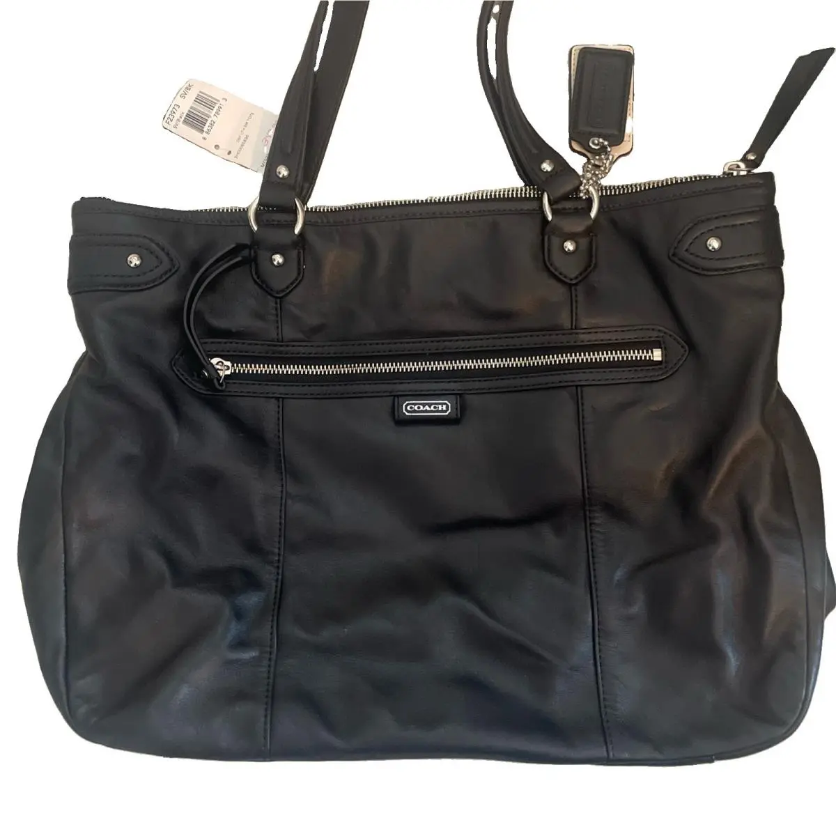 Vintage Coach Daisy Emma F23973 Black Leather Shoulder Bag Tote 15 x11 x4”