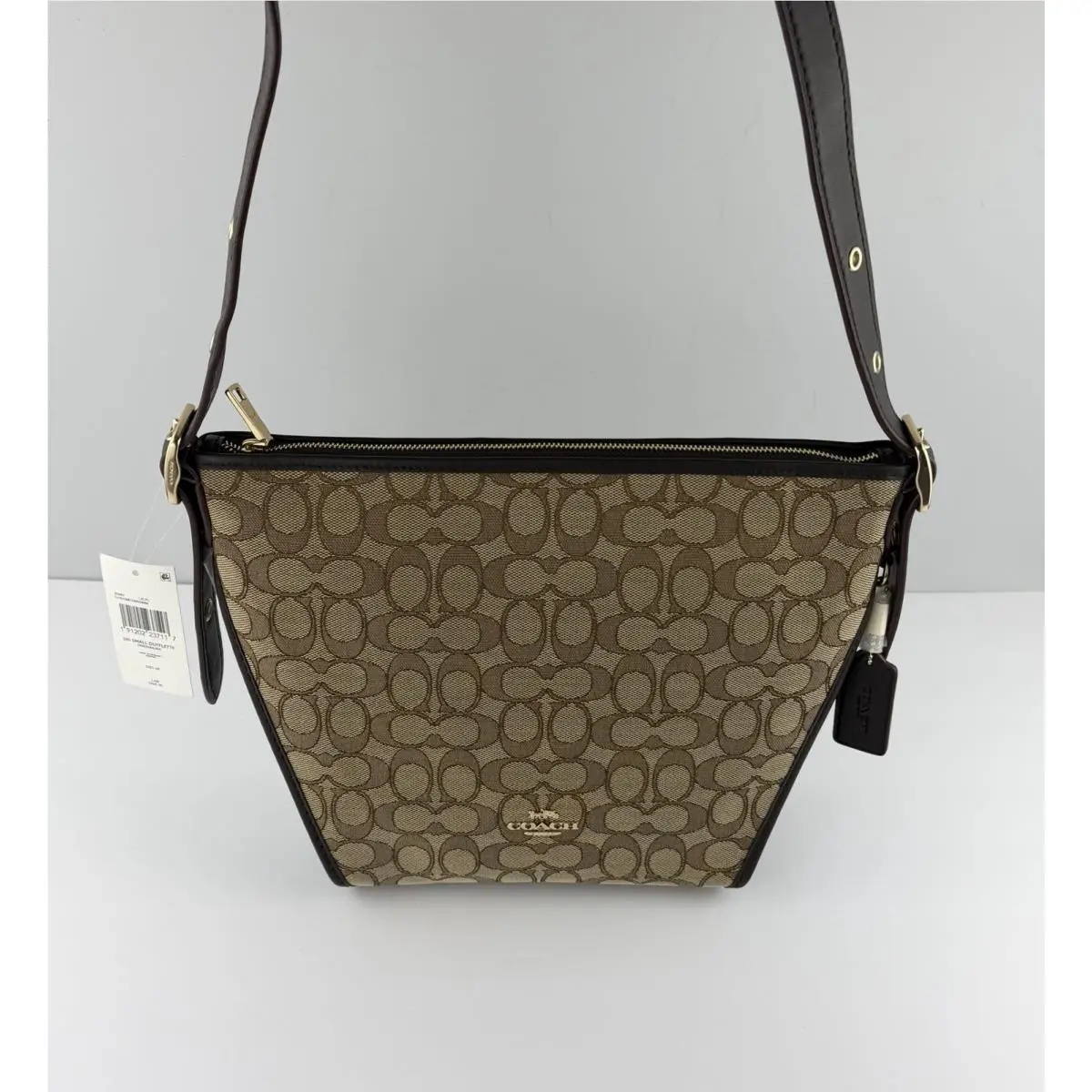 Coach Signature Small Dufflette Crossbody Shoulder Bag Khaki Brown