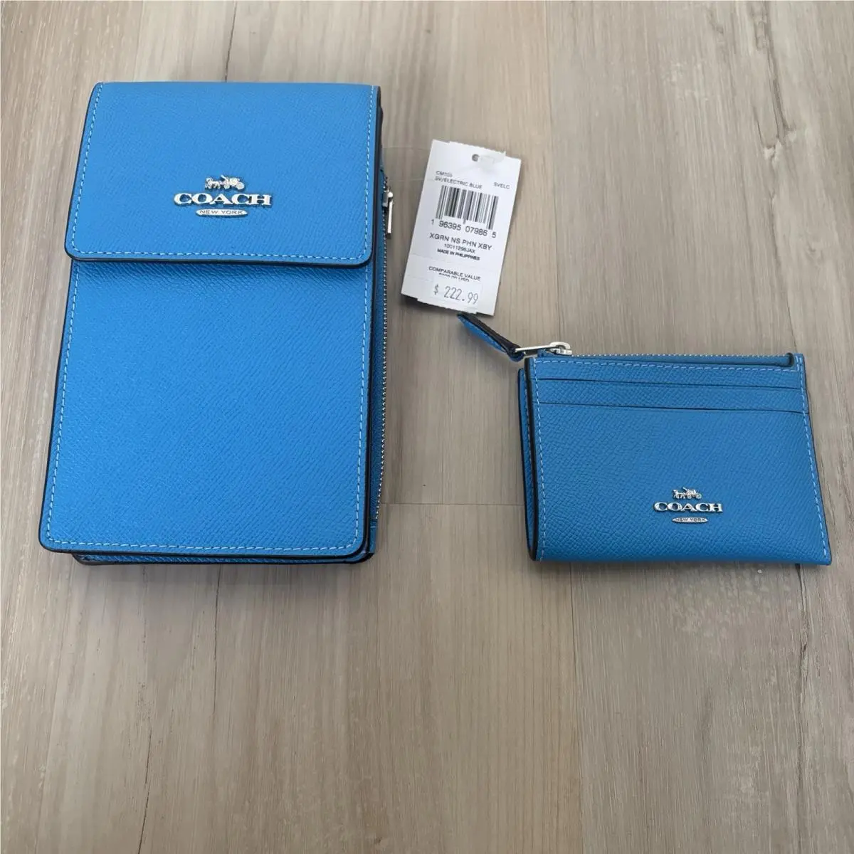 Cellphone Crossbody Blue Pebbled Leather with Small Coin Purse Wallet by Coach