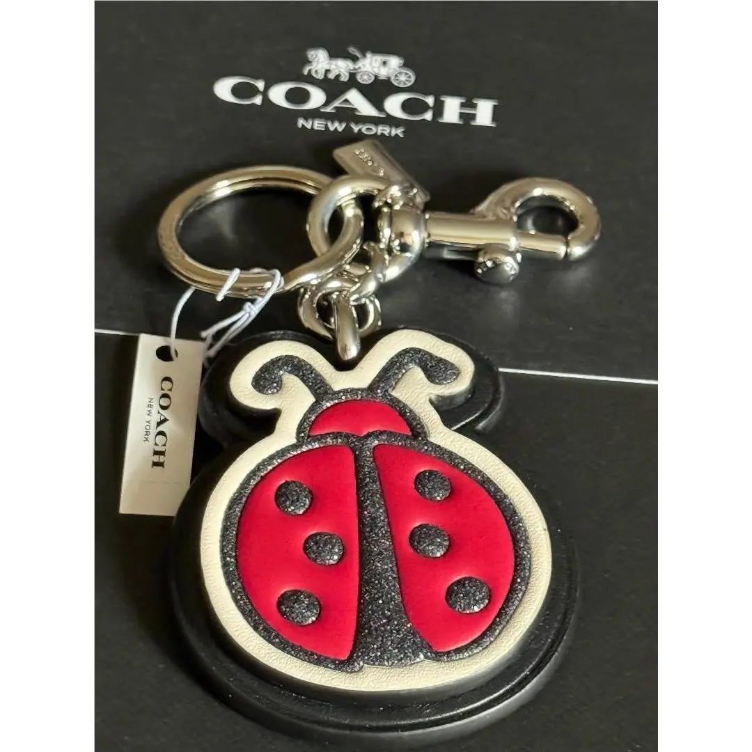 Coach Ladybug Leather Bag Charm 2744 Purse Keychain Key Fob Y2K Rare Htf