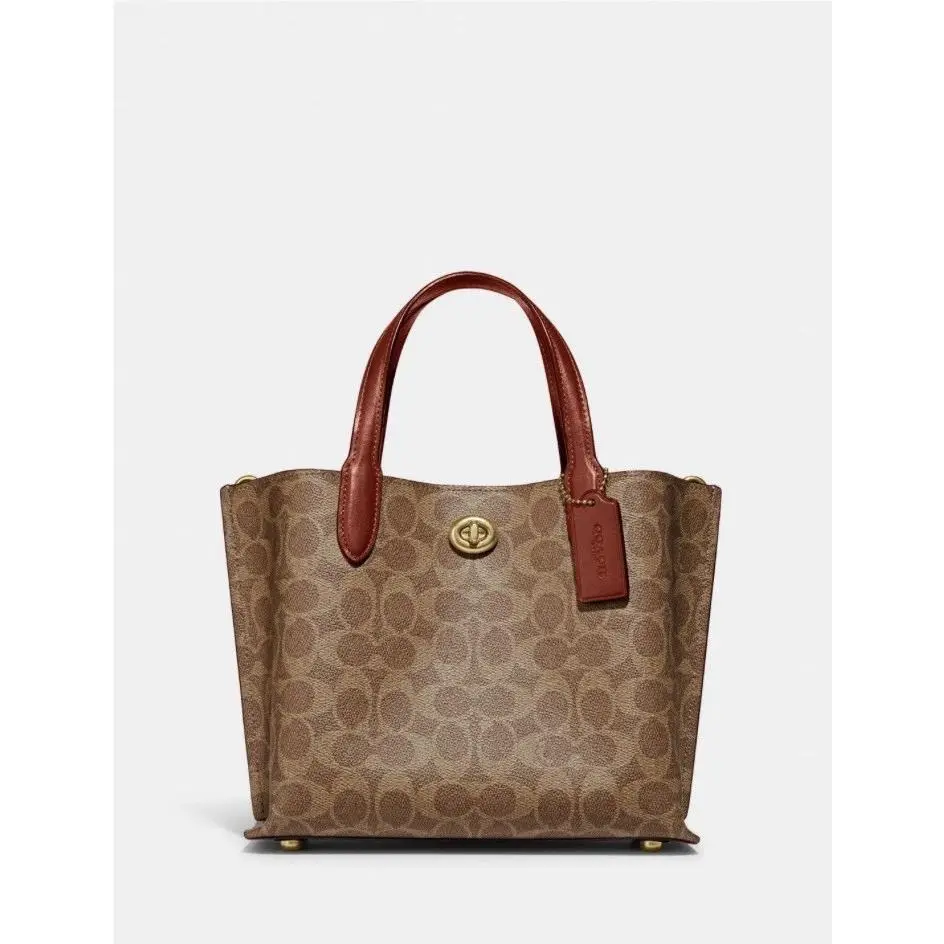Coach Willow Tote Crossbody Caramel Signature Canvas Leather Package