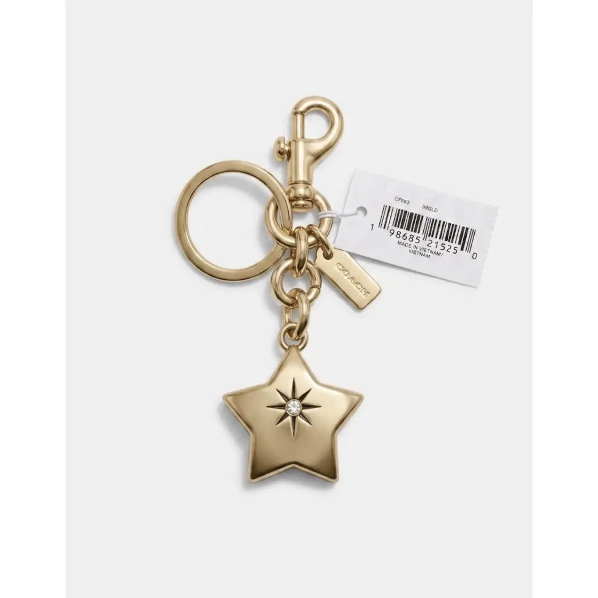 North South Star Bag Charm Keychain Gold Tone w/ Dust Bag CE793 by Coach
