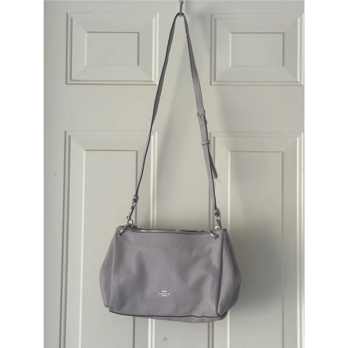Coach Leather Mia Shoulder Bag in Grey Birch