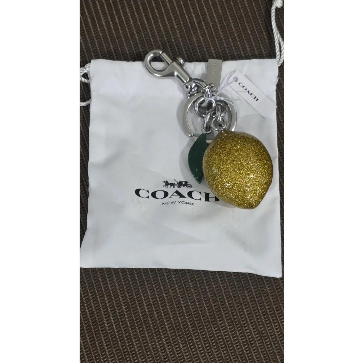 Coach Lemon Bag Charm CAO52 Garden Glade Dusty Key Chain Sparkly Key Ring