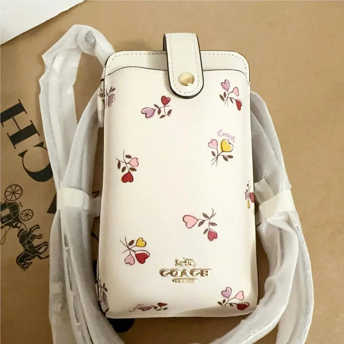 Coach Phone Crossbody Bag with Heart Print CW402
