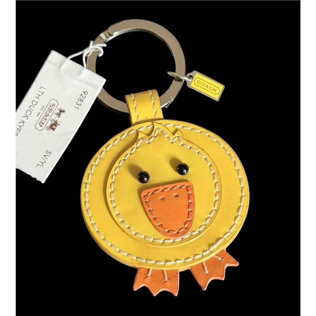 Coach Yellow Duck Patent Leather Keychain Fob Bag Purse Charm Vintage Y2K