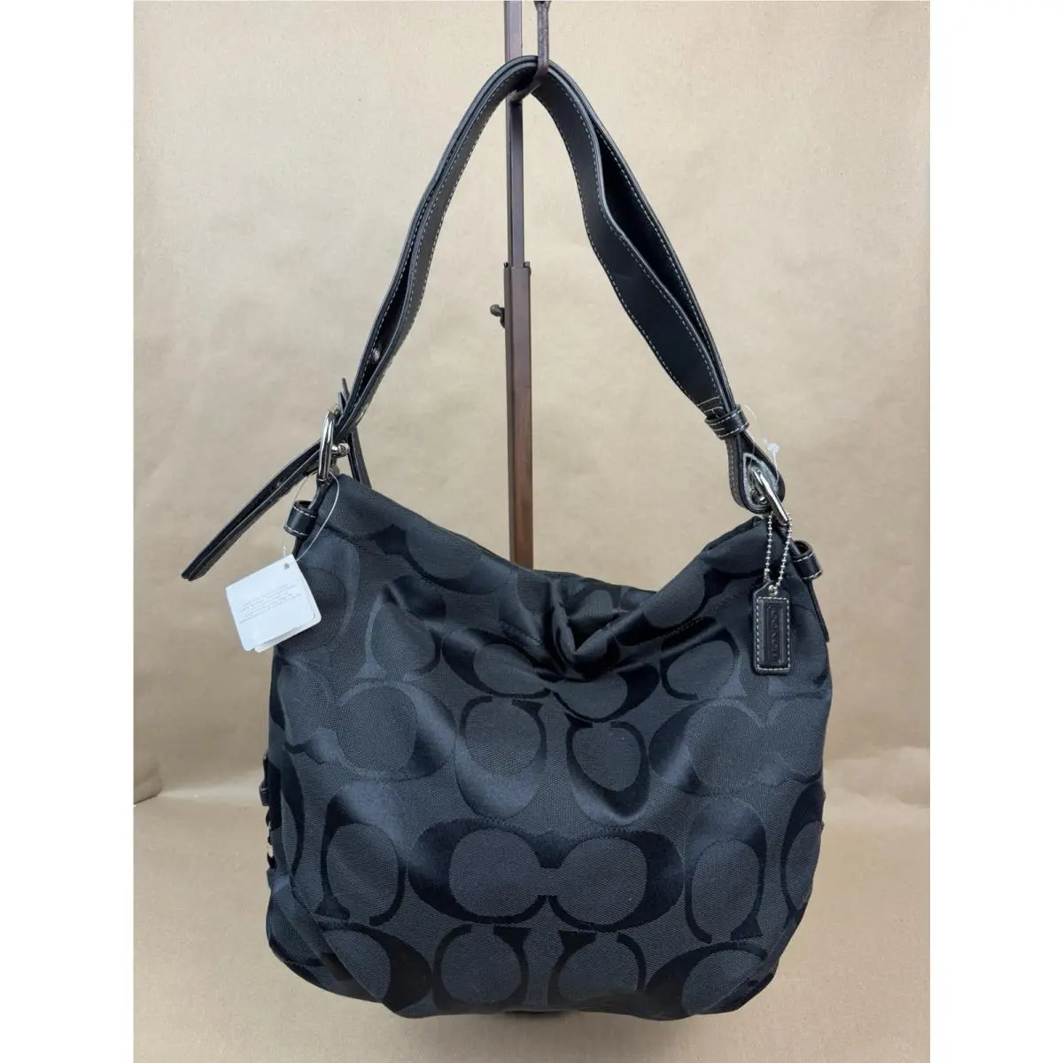Coach F23960 Signature Logo Black Shoulder Bag Purse