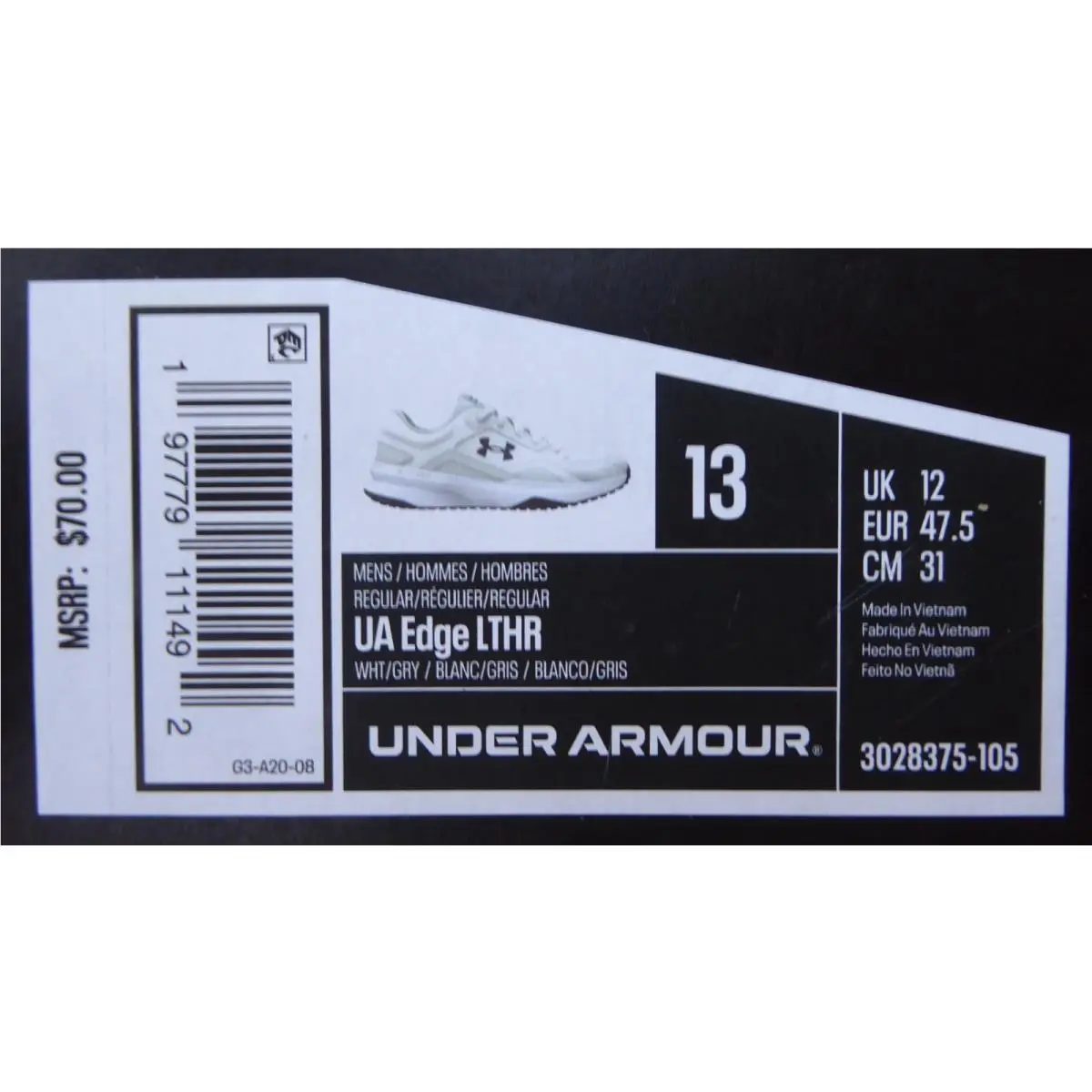 Under Armour shoes - White/Gray 6