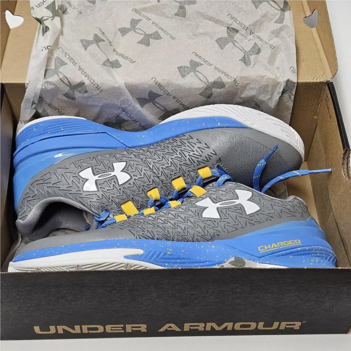 Under Armour shoes - Under Armour Clutchfit Drive 3 - 1274422-035 - Blue / Gray / Yellow / White, Manufacturer: STL (Steel) / WTR (Water) / WHT (White) (UPC: 190085879872) 18